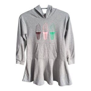 Tea Collection Hooded Sweatshirt Ice Cream Dress - Heather Grey Size 8